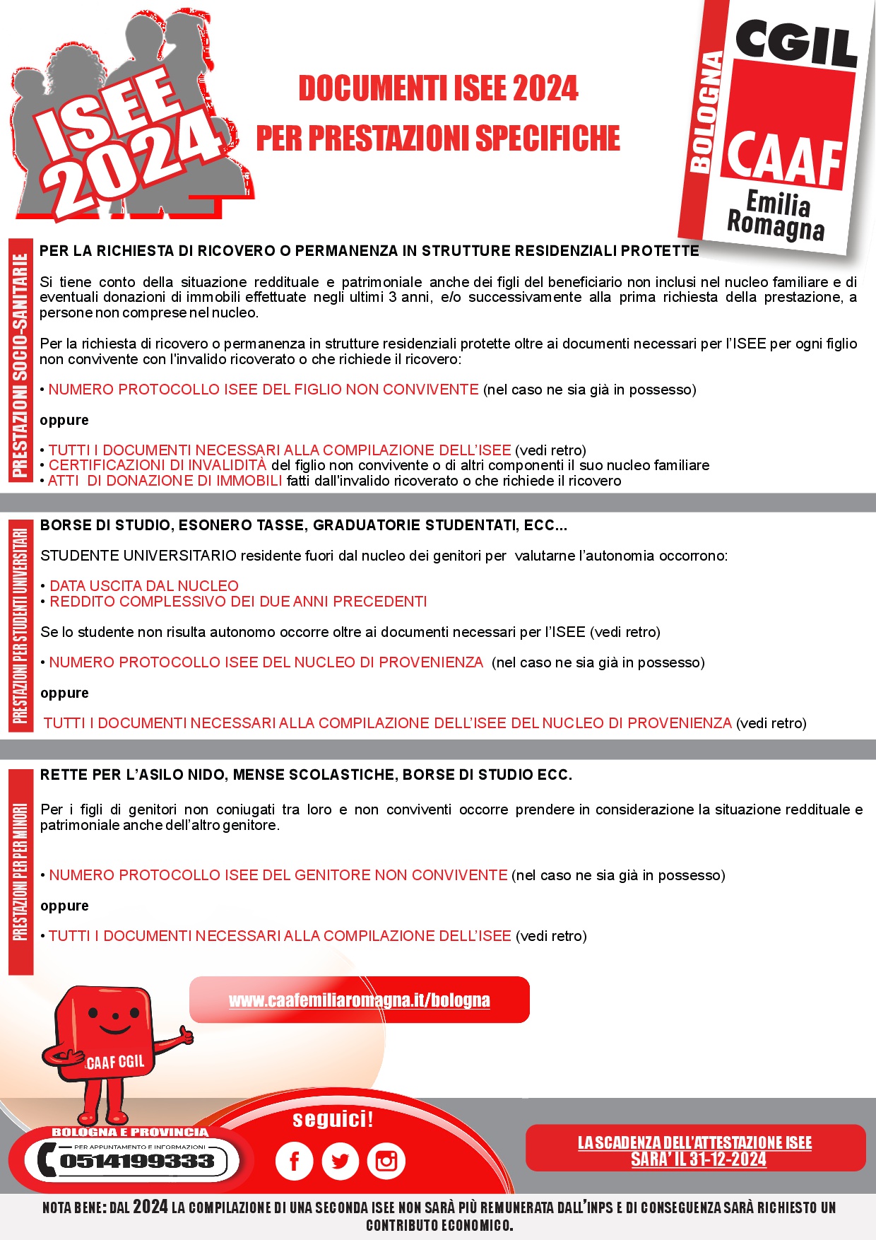 Documenti necessari per la compilazione dell'Isee 2024 CAAF CGIL