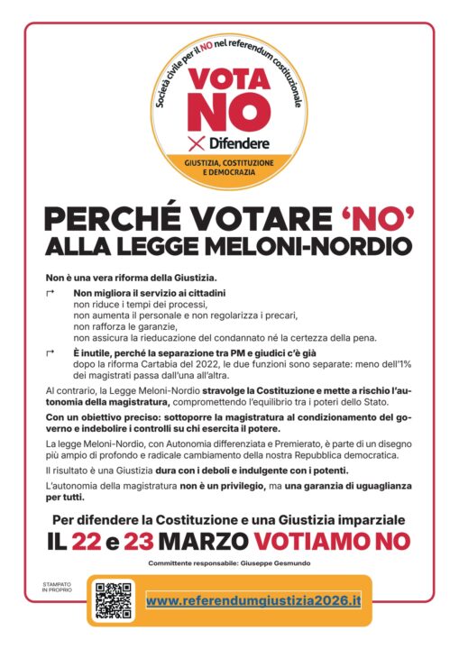 Perchè votare NO alla legge Meloni-Nordio