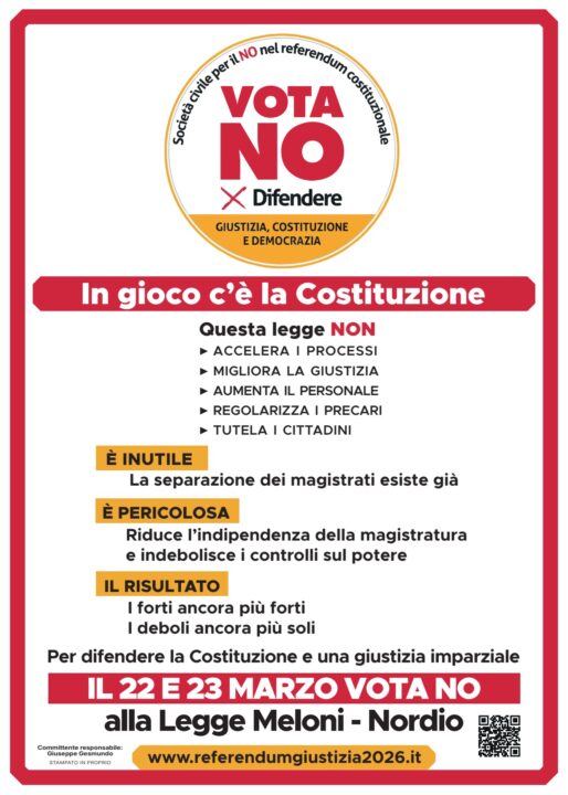 Vota NO al referendum sulla giustizia 22-23 marzo 2026, in gioco c'è la Costituzione